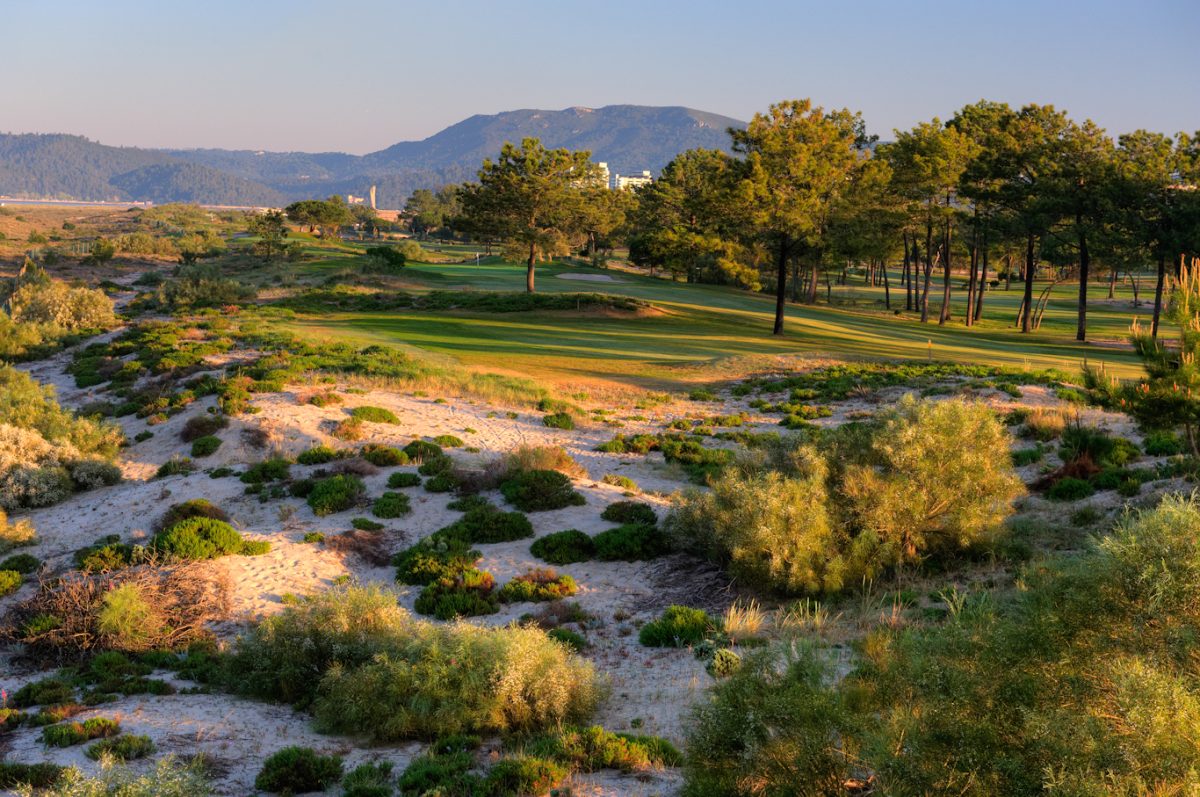 Towards the third green at Troia Golf, near Lisbon. Portugal. Golf Planet Holidays.