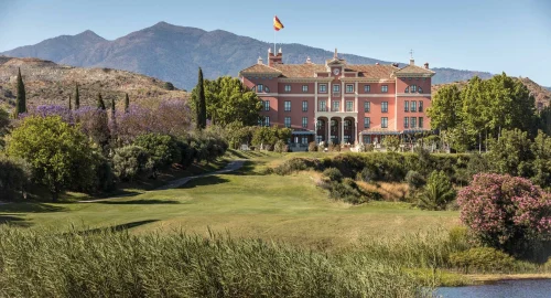 View from the golf at Anantara Villa Padierna Palace Resort, Benahavis, Costa del Sol, Spain. Golf Planet Holidays