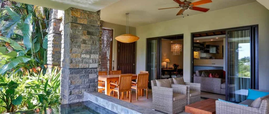 Private pool at Anahita Golf and Spa Resort, Mauritus. Golf Planet Holidays.