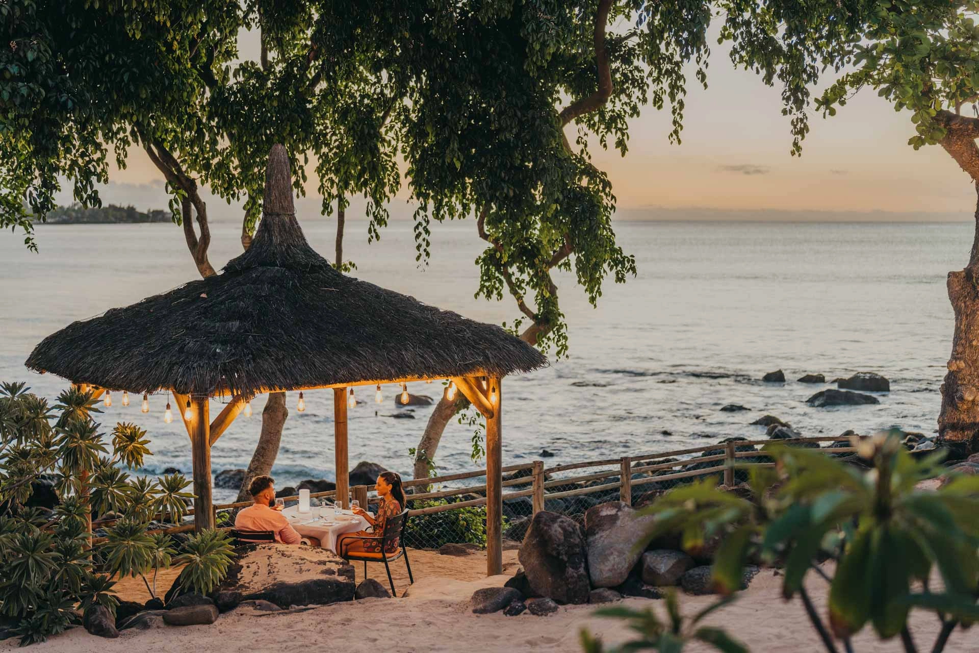 Table for two at Tamarina Golf and Spa Boutique Hotel, Mauritius. Golf Planet Holidays.