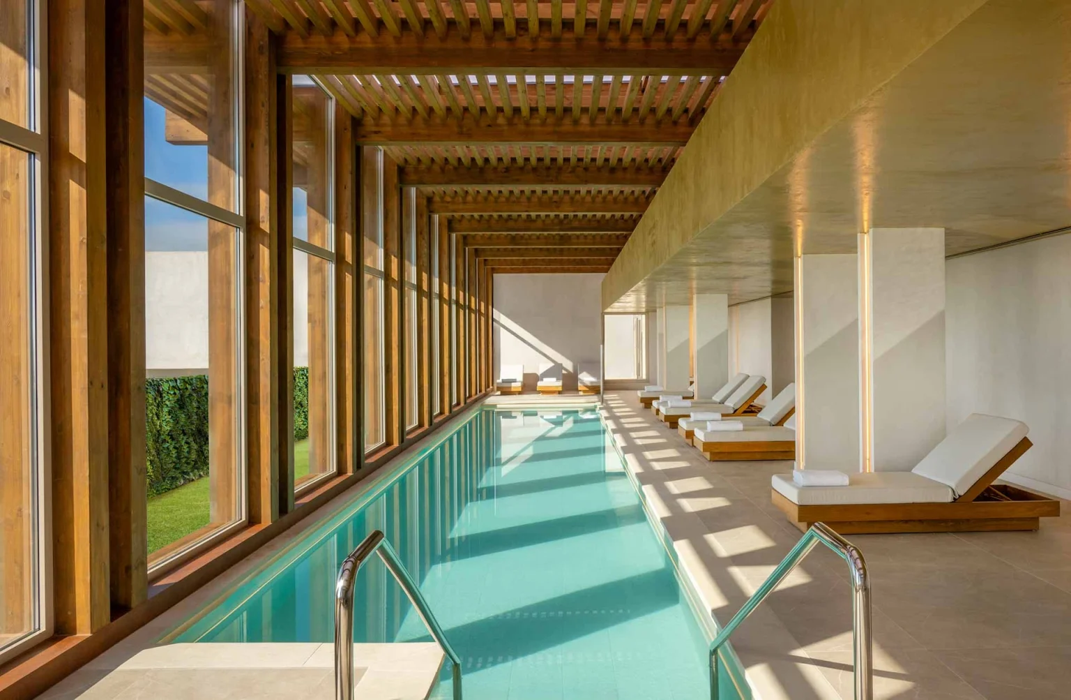 Indoor pool at Fairmont La Hacienda, La Alcaidesa, Costa del Sol, Spain. Golf Planet Holidays.